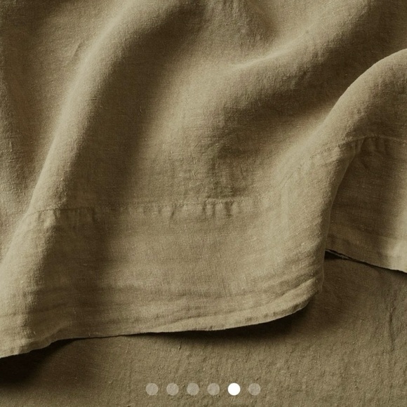 $305 Silk & Snow New! 100% Flax Linen Olive Green Duvet Cover in King - Picture 6 of 6